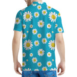 Blue Daisy Flower Pattern Print Men's Polo Shirt