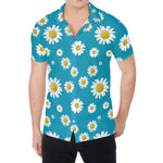 Blue Daisy Flower Pattern Print Men's Shirt