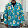 Blue Daisy Flower Pattern Print Men's Shirt Jacket