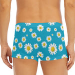 Blue Daisy Flower Pattern Print Men's Short Boxer Briefs