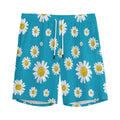 Blue Daisy Flower Pattern Print Men's Athletic Shorts