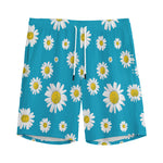 Blue Daisy Flower Pattern Print Men's Sports Shorts