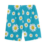 Blue Daisy Flower Pattern Print Men's Sports Shorts