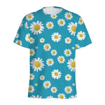 Blue Daisy Flower Pattern Print Men's Sports T-Shirt