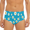 Blue Daisy Flower Pattern Print Men's Triangle Swim Briefs