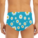 Blue Daisy Flower Pattern Print Men's Triangle Swim Briefs
