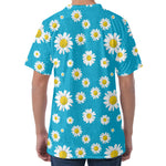Blue Daisy Flower Pattern Print Men's Velvet T-Shirt
