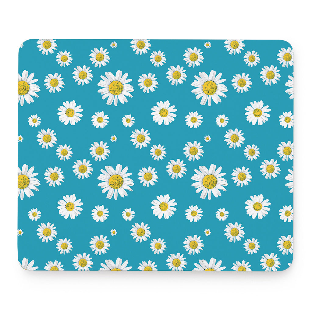 Blue Daisy Flower Pattern Print Mouse Pad