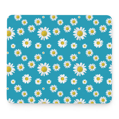 Blue Daisy Flower Pattern Print Mouse Pad