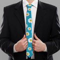 Blue Daisy Flower Pattern Print Necktie