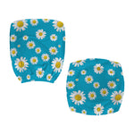 Blue Daisy Flower Pattern Print Office Chair Cover