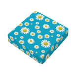 Blue Daisy Flower Pattern Print Outdoor Seat Cushion Cover