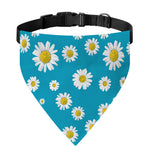 Blue Daisy Flower Pattern Print Over The Collar Dog Bandana