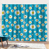 Blue Daisy Flower Pattern Print Pencil Pleat Curtains