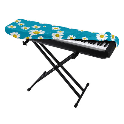Blue Daisy Flower Pattern Print Piano Keyboard Cover