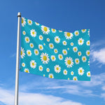 Blue Daisy Flower Pattern Print Polyester Flag