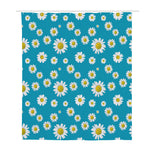 Blue Daisy Flower Pattern Print Polyester Shower Curtain