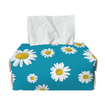 Blue Daisy Flower Pattern Print Rectangle Tissue Box Cover