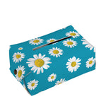 Blue Daisy Flower Pattern Print Rectangle Tissue Box Cover