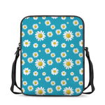 Blue Daisy Flower Pattern Print Rectangular Crossbody Bag