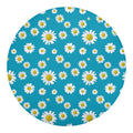 Blue Daisy Flower Pattern Print Round Blanket