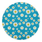 Blue Daisy Flower Pattern Print Round Blanket