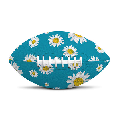Blue Daisy Flower Pattern Print Rugby Ball