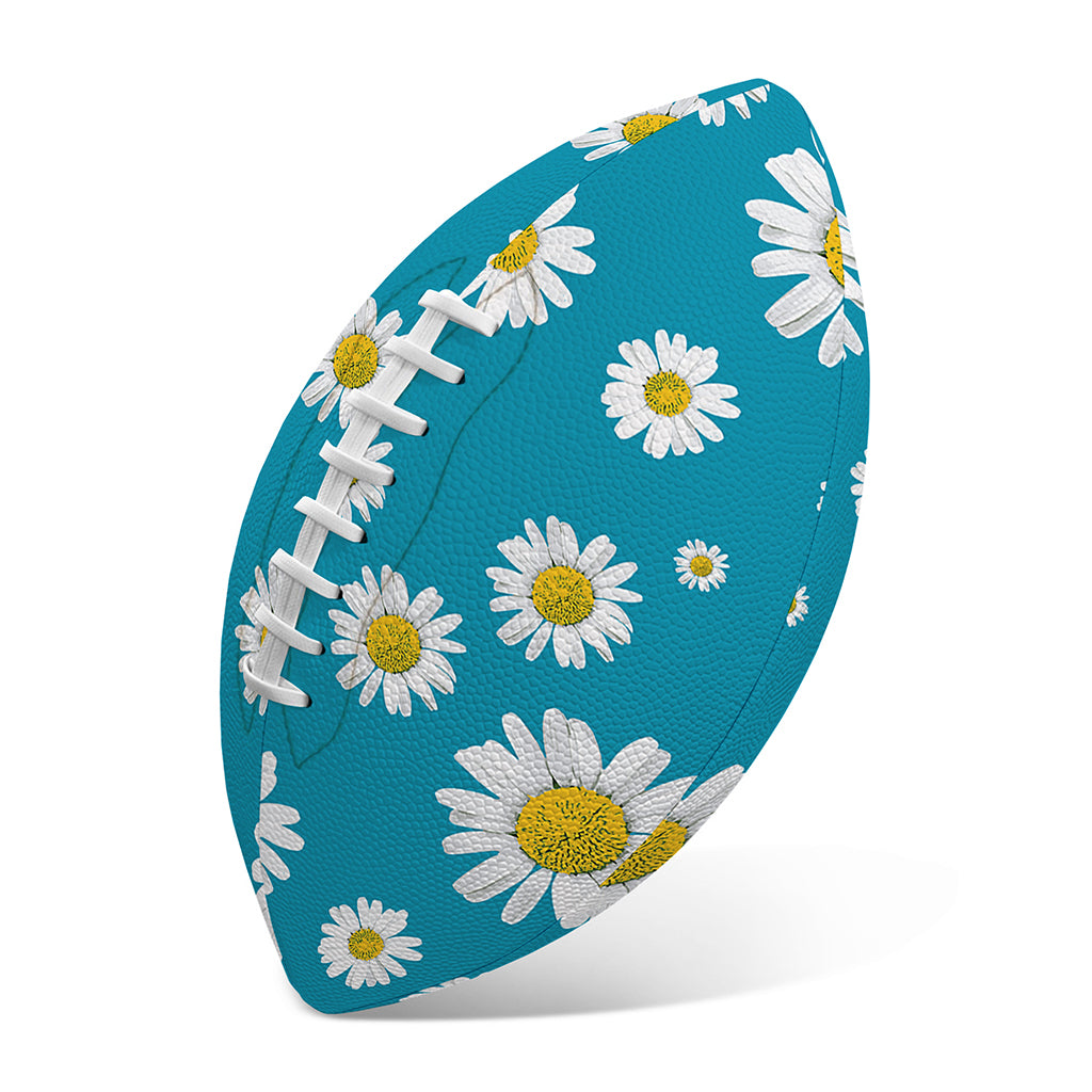 Blue Daisy Flower Pattern Print Rugby Ball