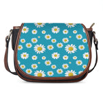 Blue Daisy Flower Pattern Print Saddle Bag