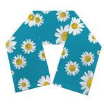 Blue Daisy Flower Pattern Print Scarf