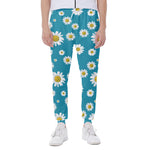 Blue Daisy Flower Pattern Print Scuba Joggers