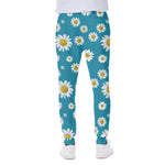Blue Daisy Flower Pattern Print Scuba Joggers