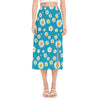 Blue Daisy Flower Pattern Print Side Slit Midi Skirt