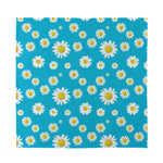Blue Daisy Flower Pattern Print Silk Bandana