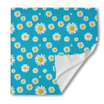 Blue Daisy Flower Pattern Print Silk Bandana