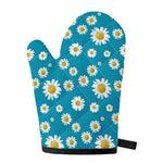 Blue Daisy Flower Pattern Print Single Oven Mitt