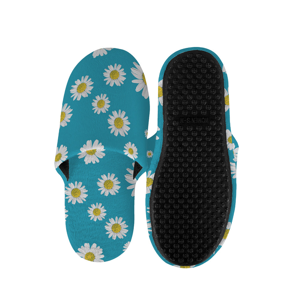 Blue Daisy Flower Pattern Print Slippers