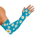 Blue Daisy Flower Pattern Print Sun Protection Arm Sleeves