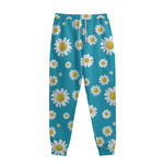 Blue Daisy Flower Pattern Print Sweatpants