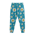 Blue Daisy Flower Pattern Print Sweatpants