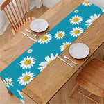 Blue Daisy Flower Pattern Print Table Runner