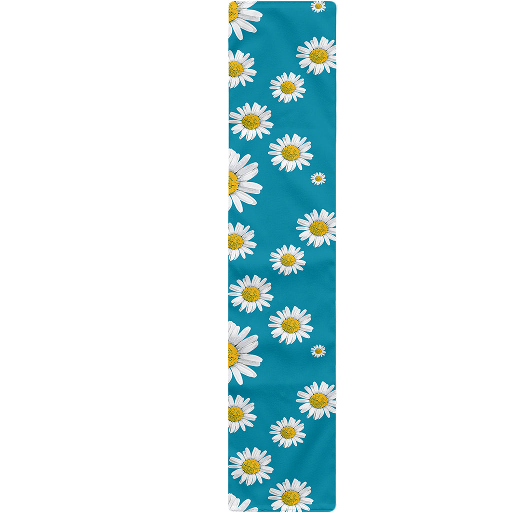 Blue Daisy Flower Pattern Print Table Runner