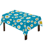 Blue Daisy Flower Pattern Print Tablecloth
