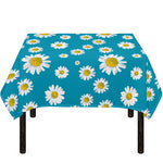Blue Daisy Flower Pattern Print Tablecloth