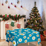 Blue Daisy Flower Pattern Print Tablecloth