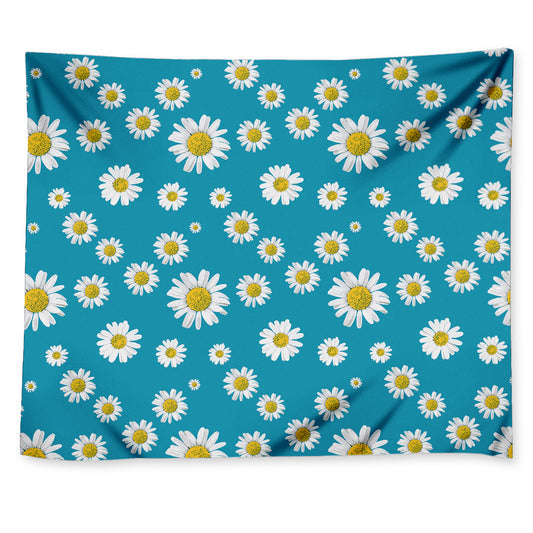 Blue Daisy Flower Pattern Print Tapestry