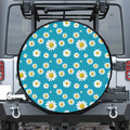 Blue Daisy Flower Pattern Print Tire Cover