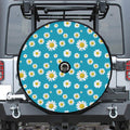 Blue Daisy Flower Pattern Print Tire Cover With Camera Hole
