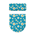 Blue Daisy Flower Pattern Print Toilet Lid And Tank Cover Set