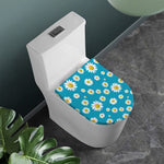 Blue Daisy Flower Pattern Print Toilet Lid Cover